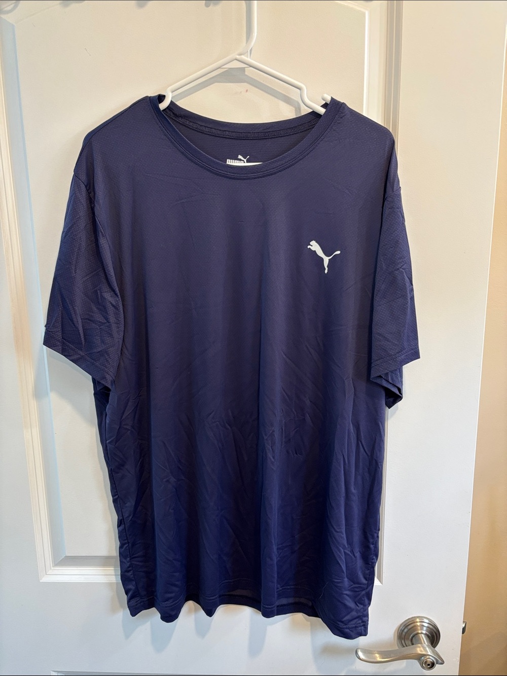 Puma Navy Short Sleeve Athletic Tee with White Logo